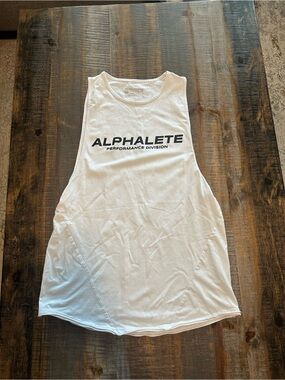 Alphalete White Tank with Subtle Grey Logo Print